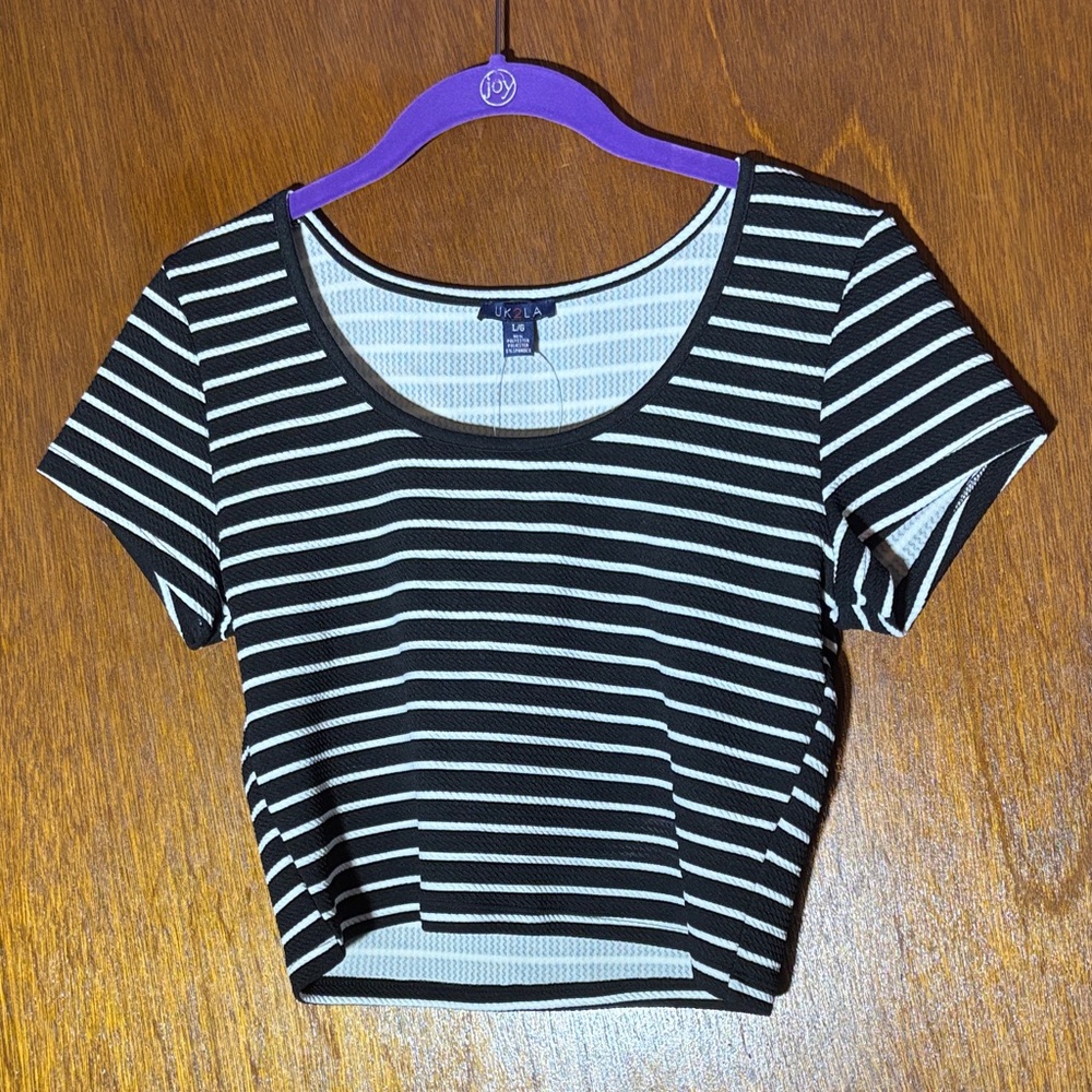NWT Black and White Striped Crop Top